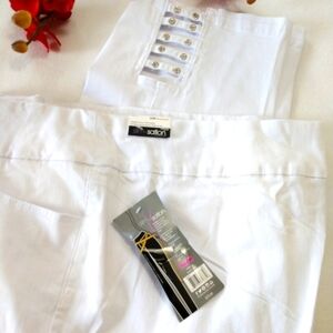 NEW Slim Sation Crop Pants Tummy Control Flex Stretch White Cut-outs Detail 22W